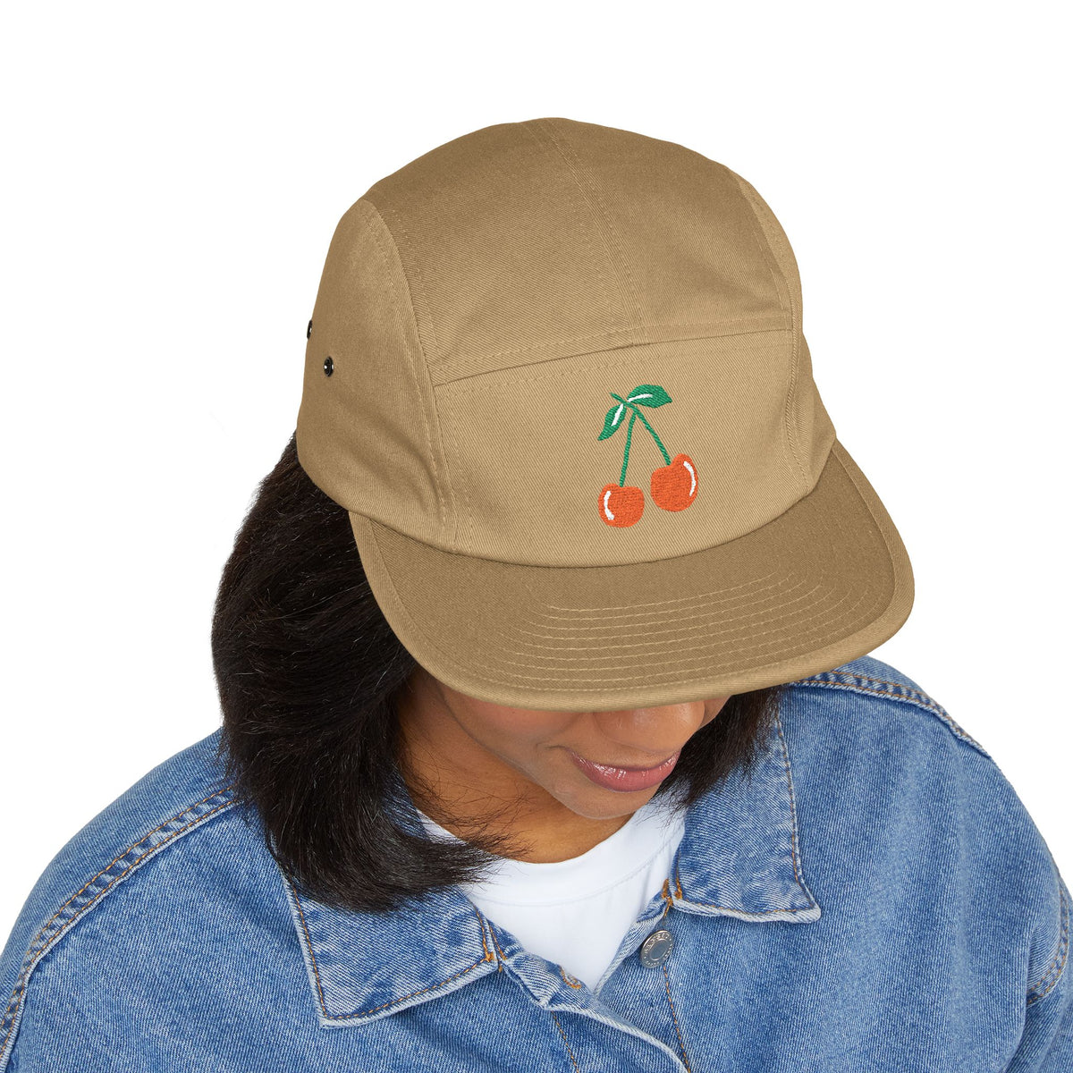 Embroidered Cherry 5-Panel Cap