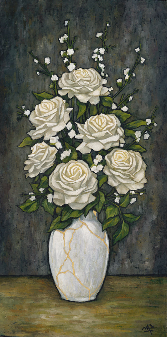 WHITE ROSES // Oil on Panel