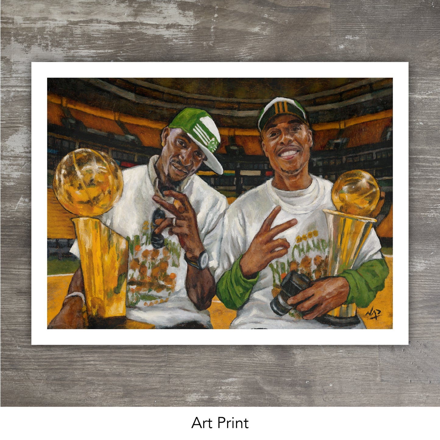 BOSTON CELTICS Kevin Garnett and Paul Pierce // Oil Painting