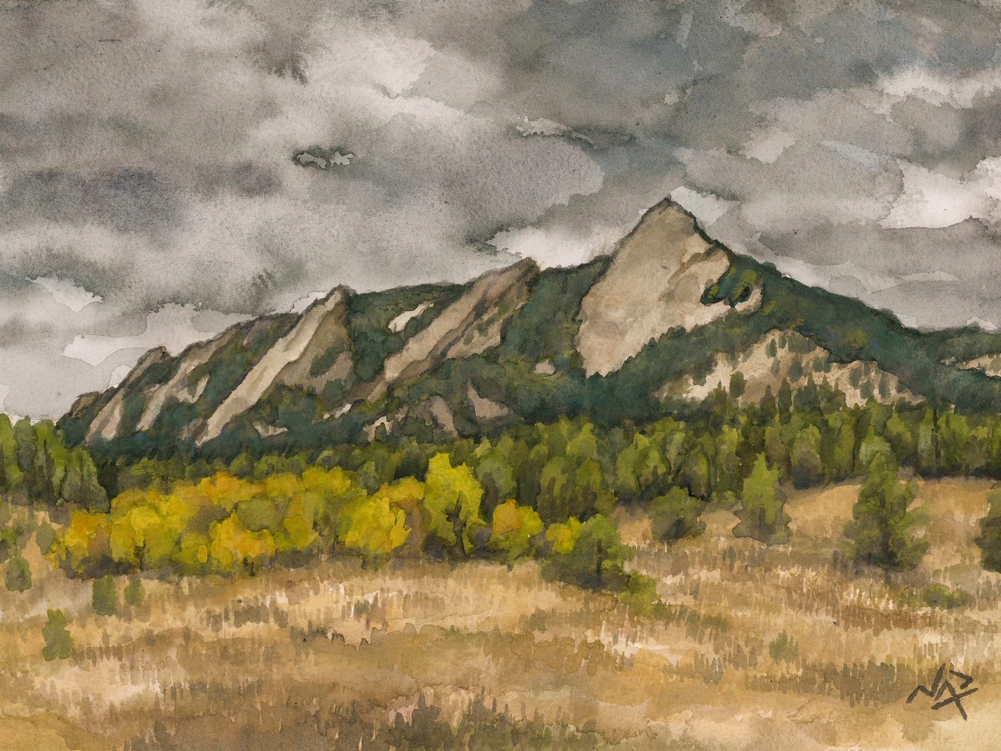 BOULDER FLATIRONS, COLORADO // Gouache