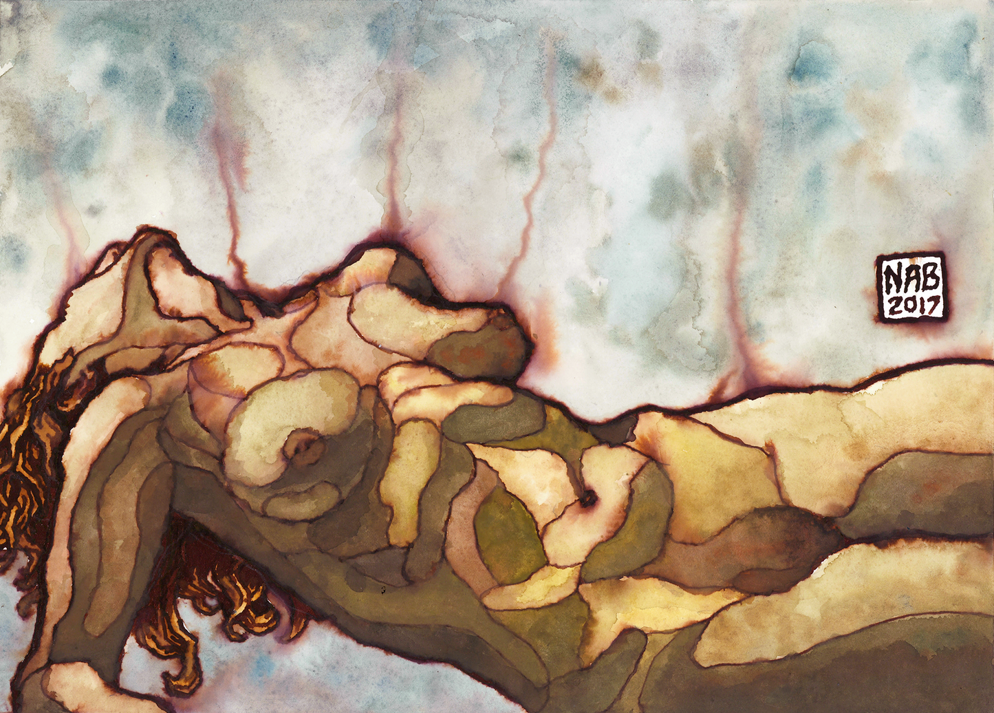 WOMAN LAYING // Ink & Gouache