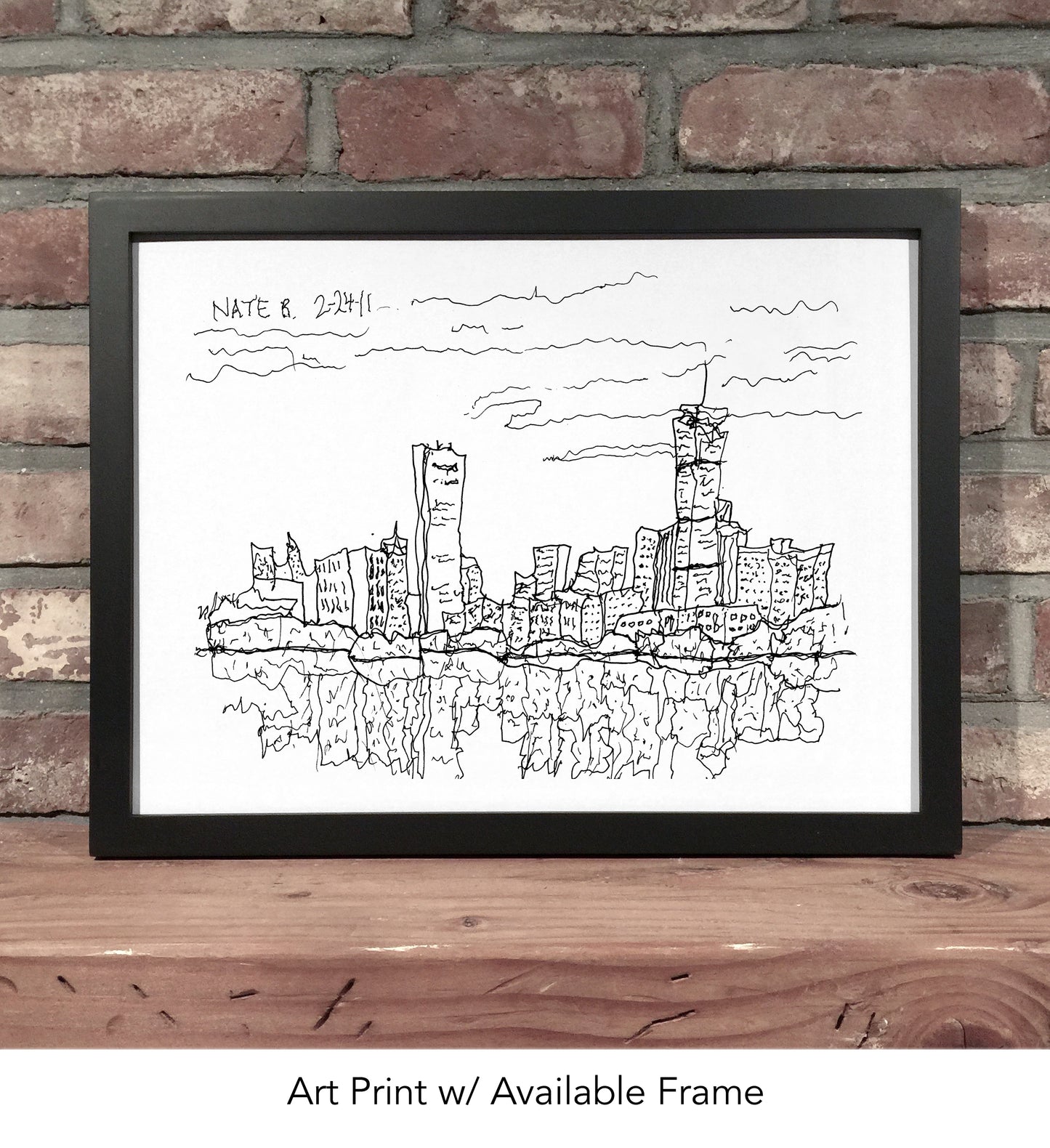 BOSTON SKYLINE // Ink & Watercolor
