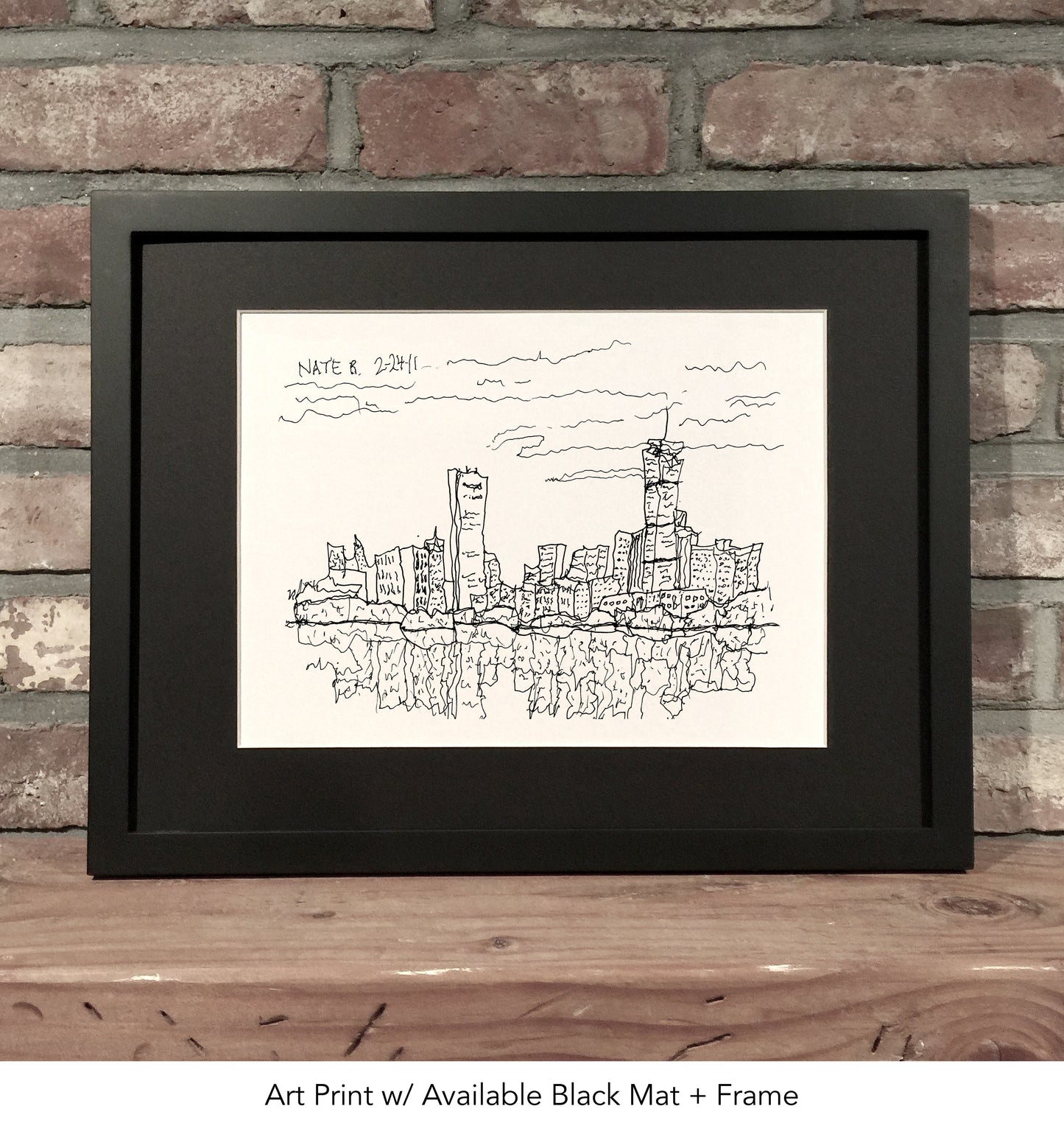 BOSTON SKYLINE // Ink & Watercolor