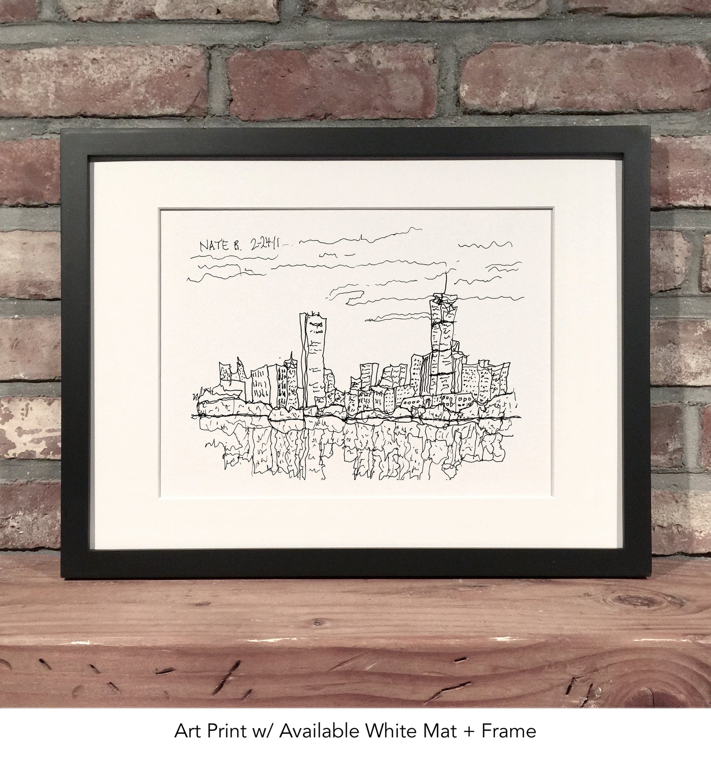 BOSTON SKYLINE // Ink & Watercolor