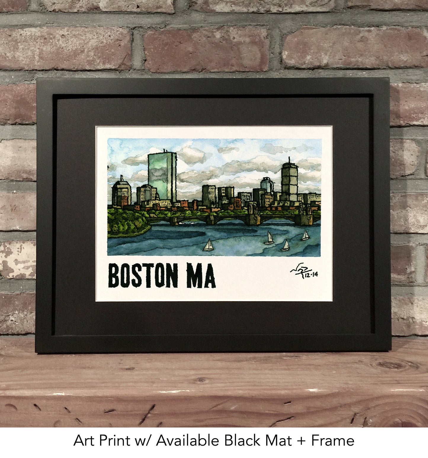 BOSTON SKYLINE // Ink & Watercolor