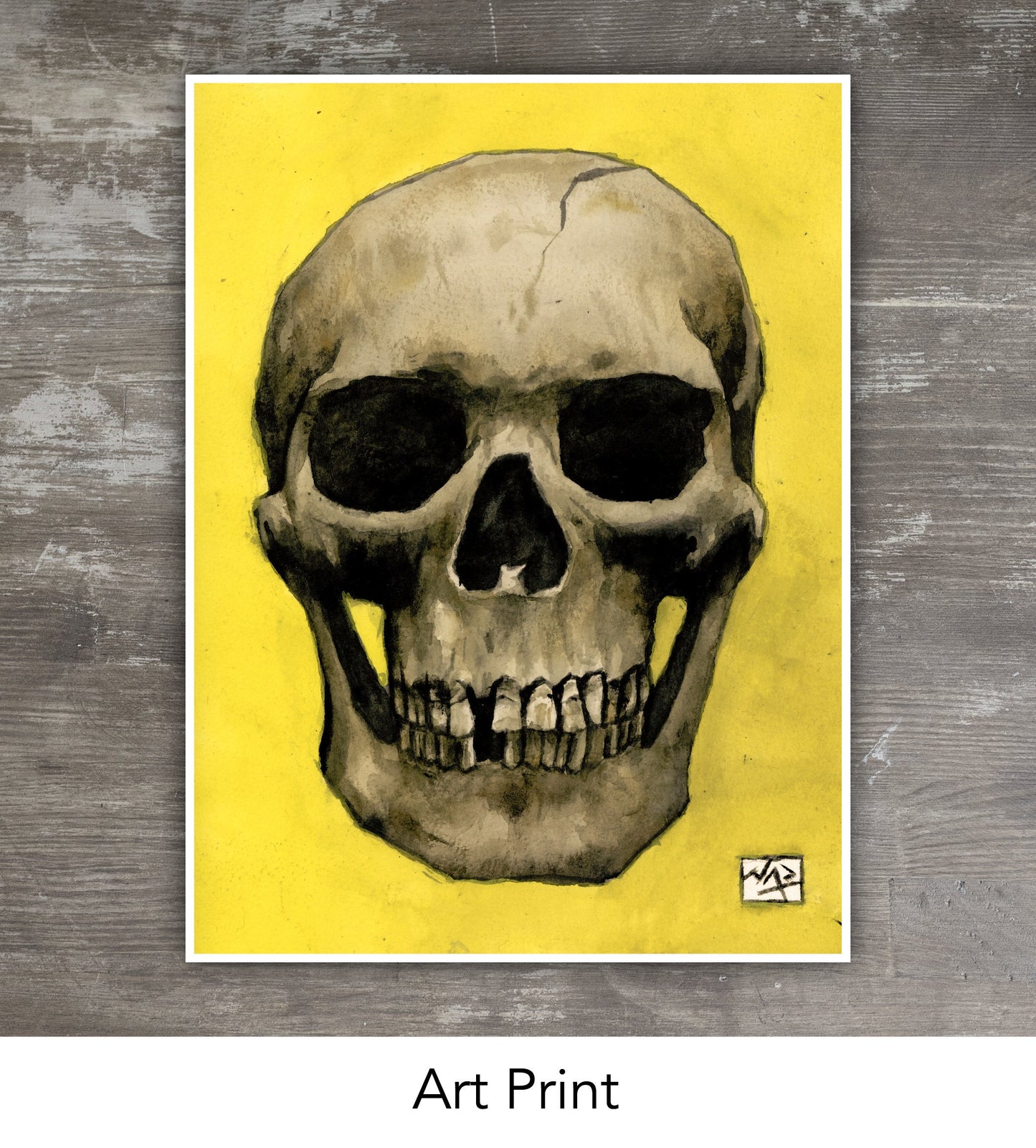 SKULL YELLOW // Gouache