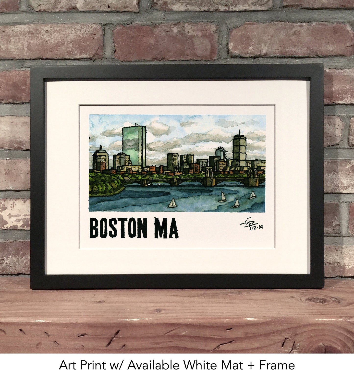 BOSTON SKYLINE // Ink & Watercolor