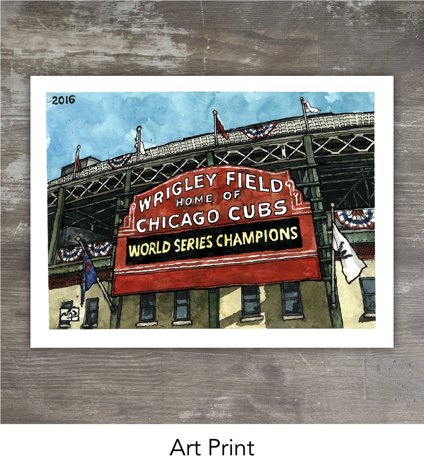 WRIGLEY FIELD // Watercolor & Pen and Ink
