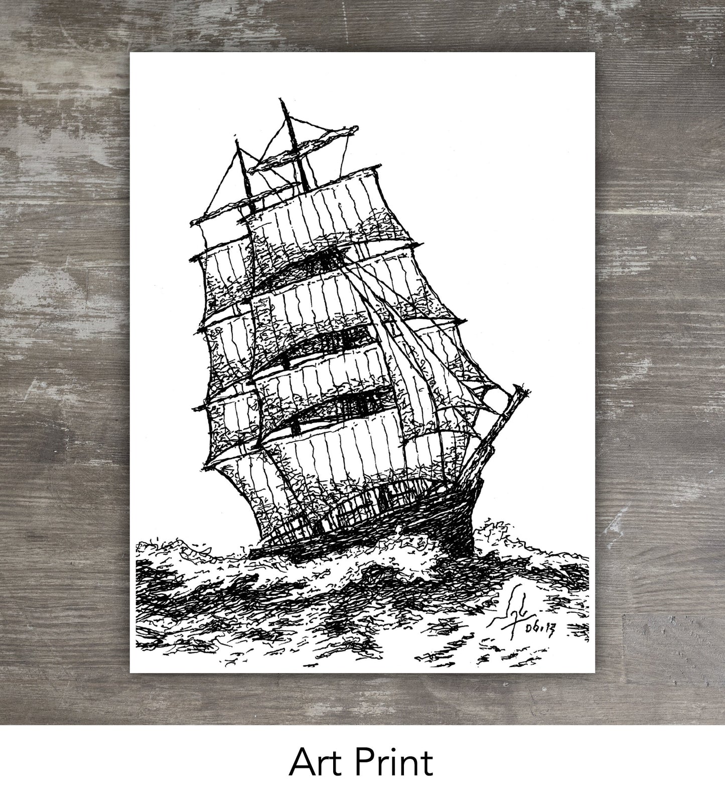 CLIPPER SHIP // Pen and Ink