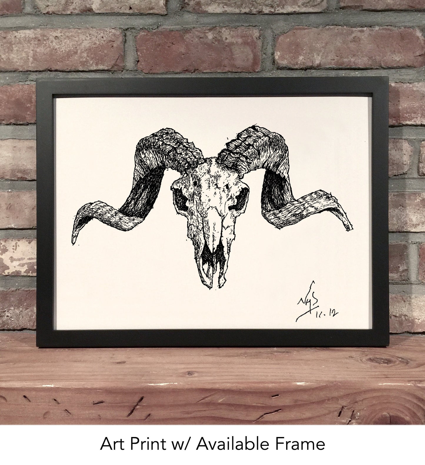 RAM SKULL // Pen & Ink
