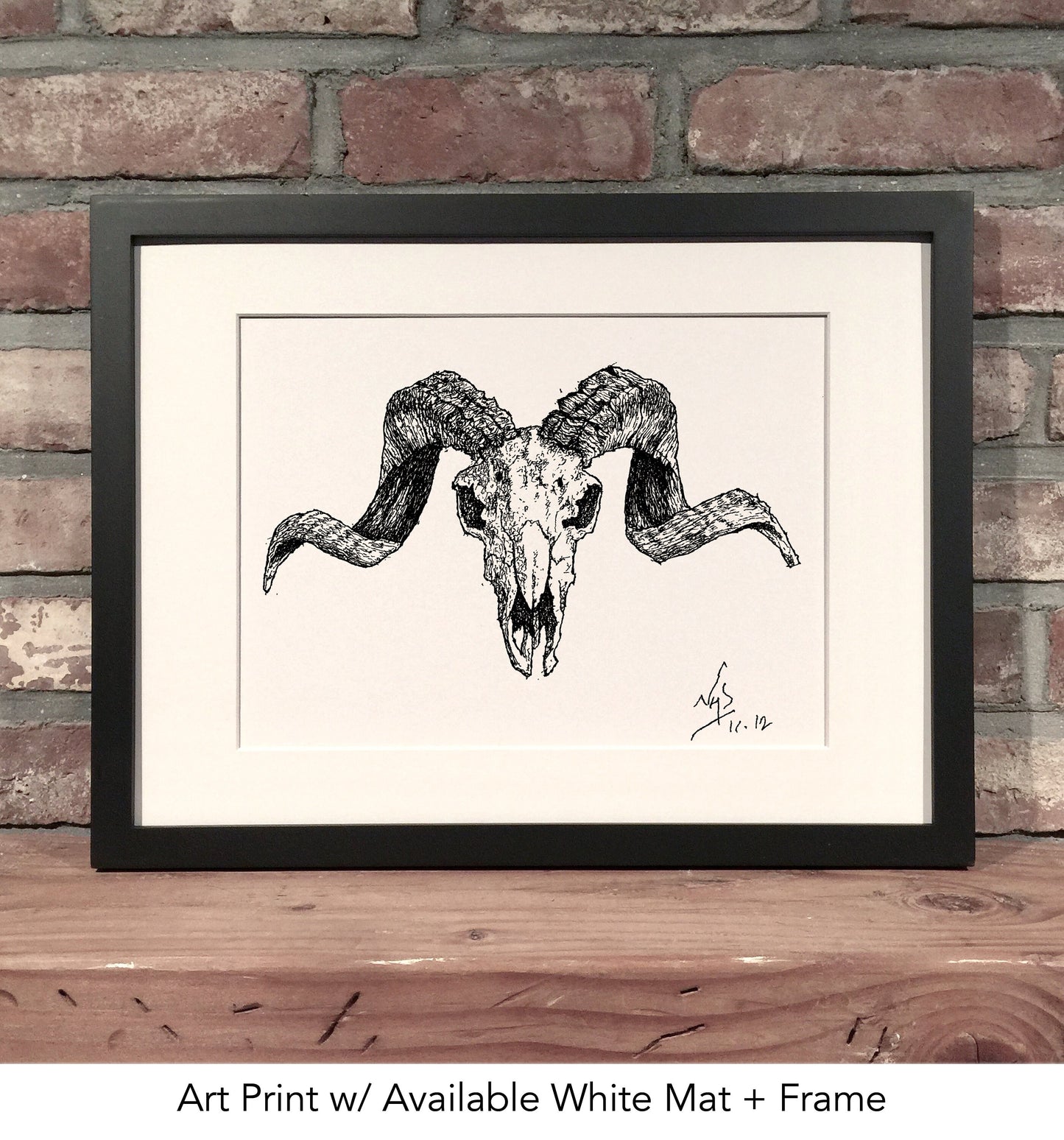RAM SKULL // Pen & Ink