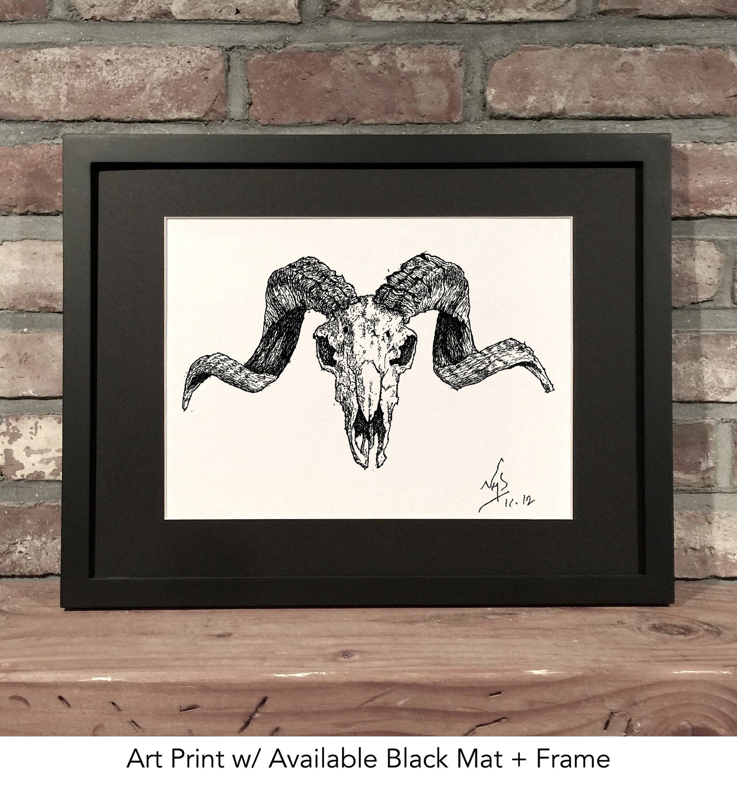 RAM SKULL // Pen & Ink