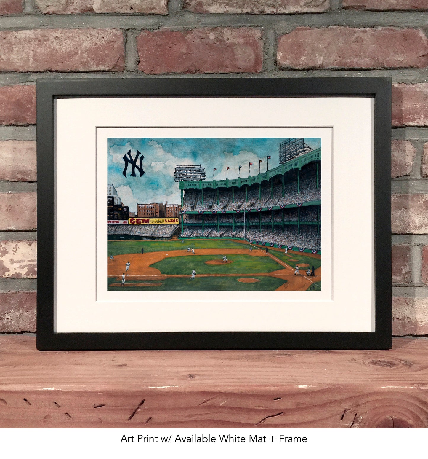 YANKEE STADIUM 1950's // Watercolor & Pen and Ink