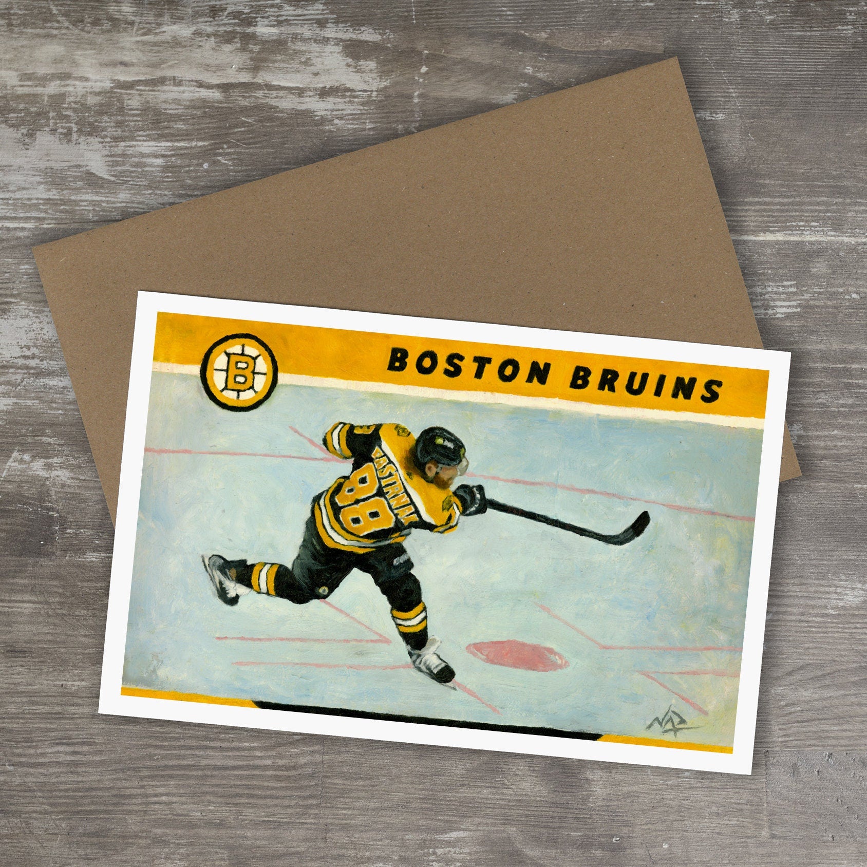Hockey Card Pasternak Hockey Jersey Greeting Card // BOSTON