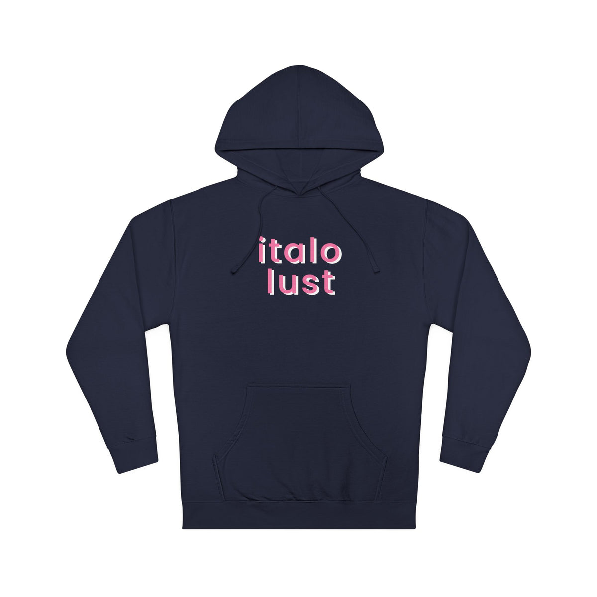 Italo Lust Cherry Hoodie — White Pullover with Pink Text & Red Cherry Graphic