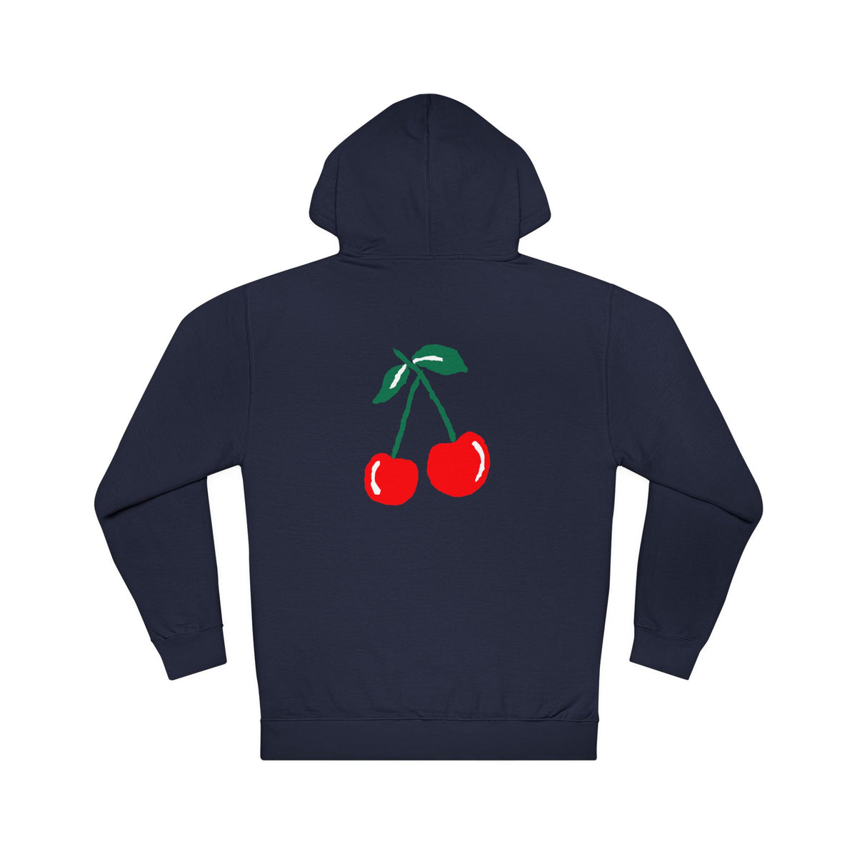 Italo Lust Cherry Hoodie — White Pullover with Pink Text & Red Cherry Graphic