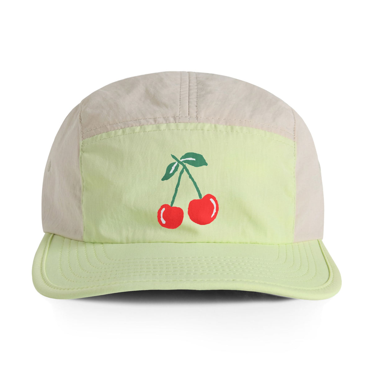 Cherry Embroidered Nylon Cap — Two‑Tone Casual Baseball Hat