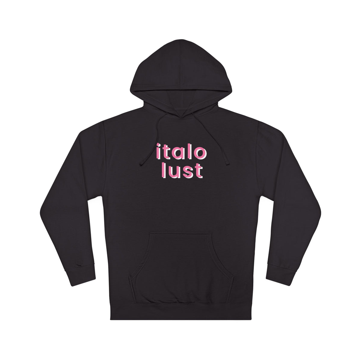 Italo Lust Cherry Hoodie — White Pullover with Pink Text & Red Cherry Graphic