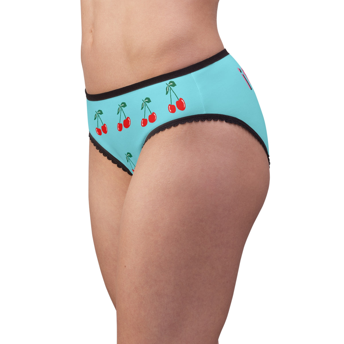 Cherry Print Women's Briefs — "italo lust" Retro Blue Bikini Panties