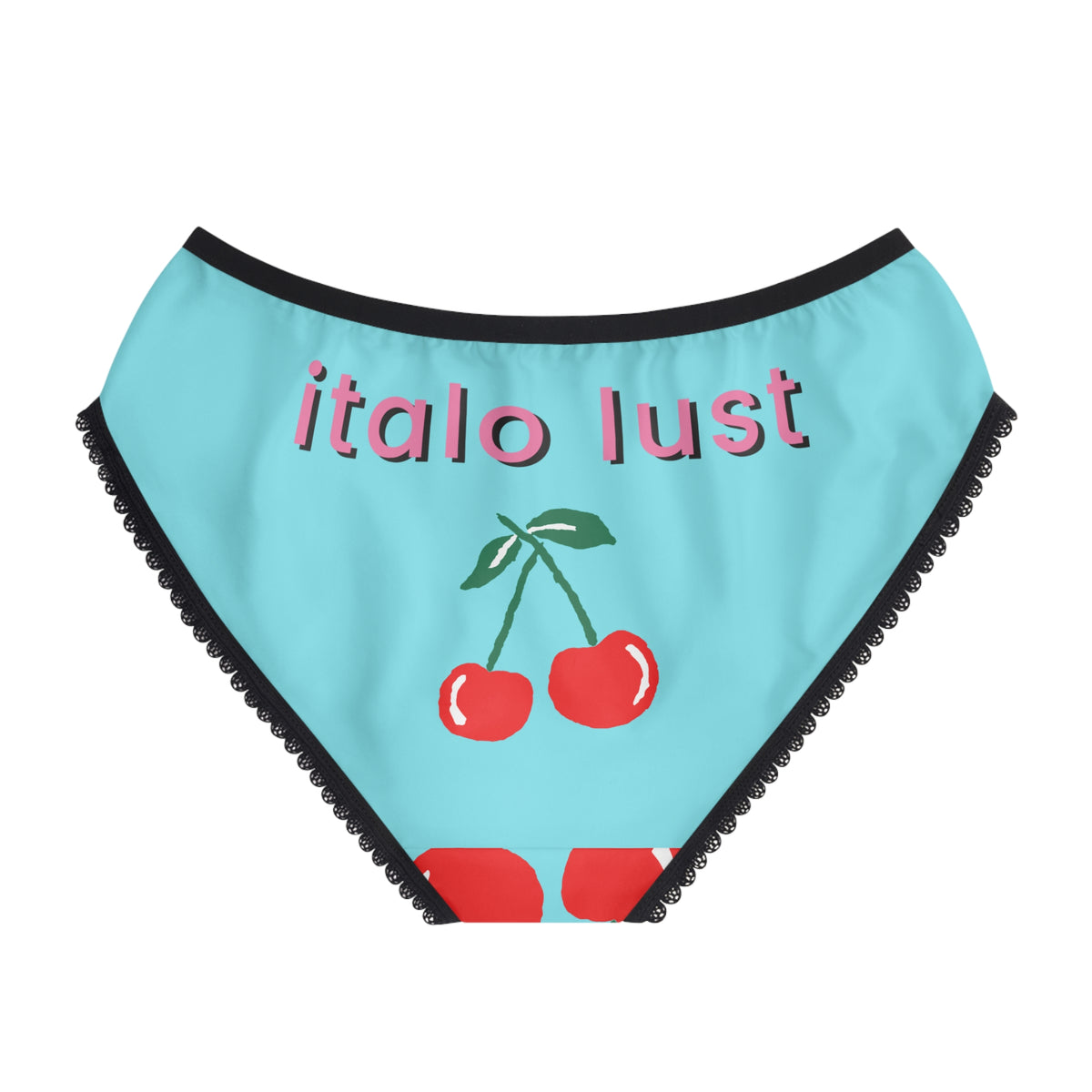 Cherry Print Women's Briefs — "italo lust" Retro Blue Bikini Panties
