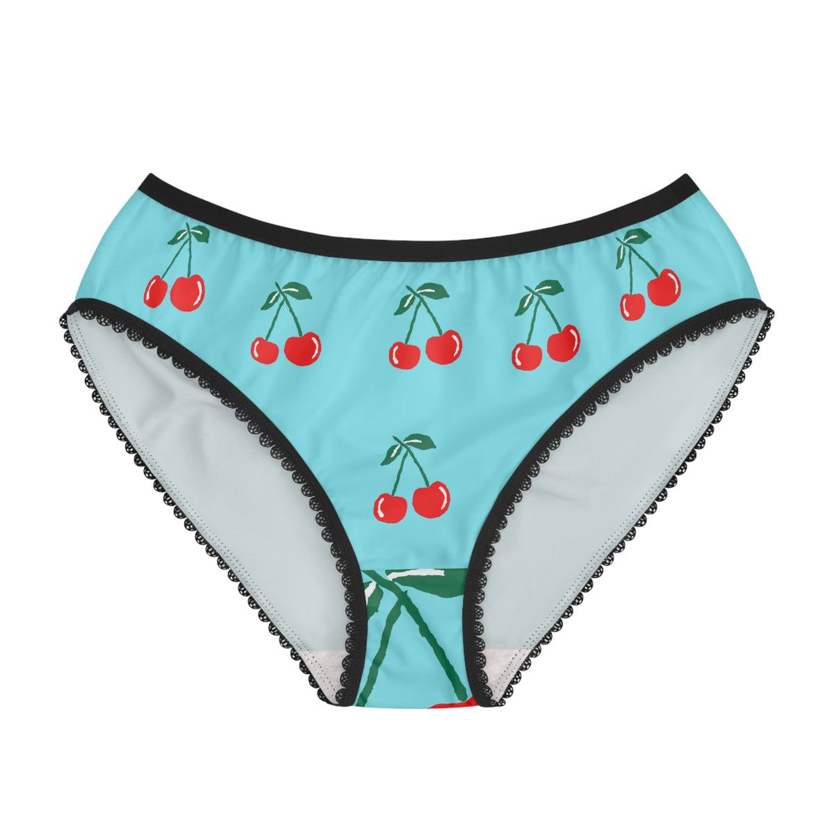 Cherry Print Women's Briefs — "italo lust" Retro Blue Bikini Panties