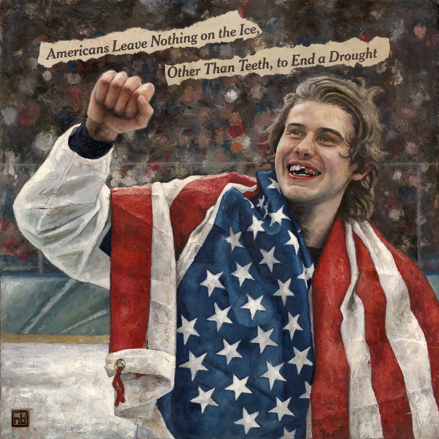 JACK HUGHES MISSING TOOTH // Oil Painting and Newspaper Collage
