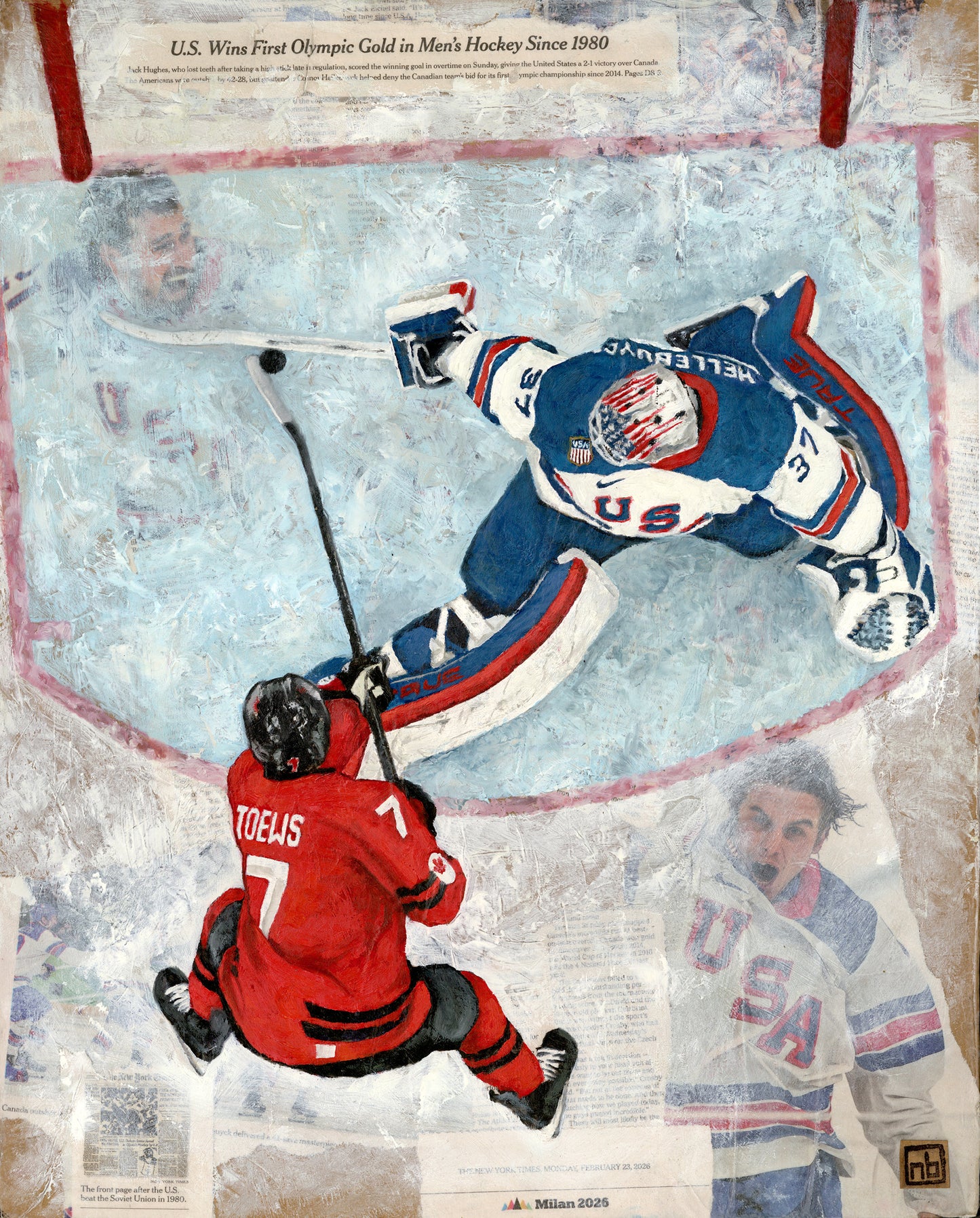 CONNOR HELLEBUYCK'S GOLDEN SAVE // Oil Painting and Newspaper Collage