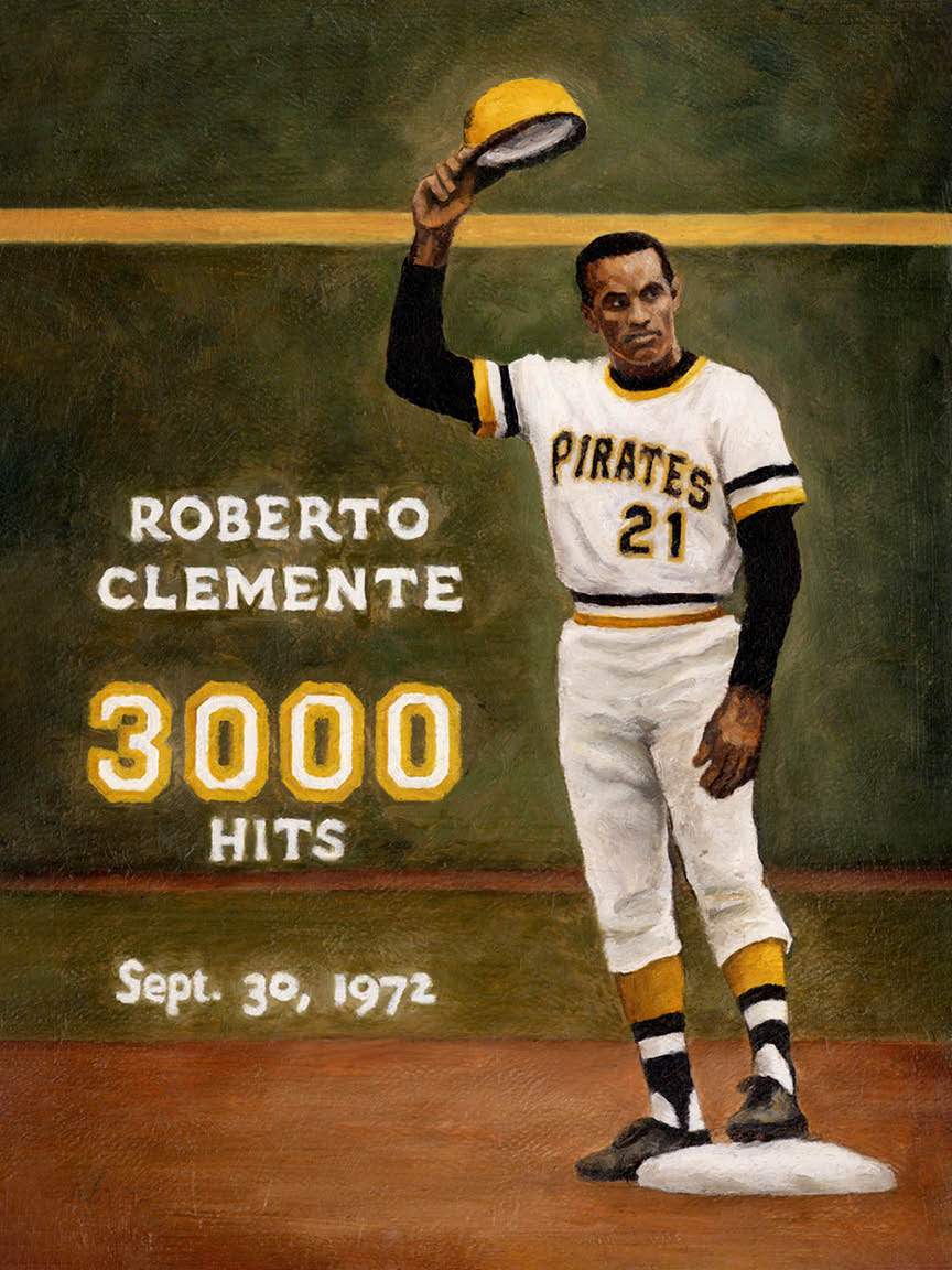 ROBERTO CLEMENTE - 3000 HITS // Oil Painting [Pittsburgh Pirates]