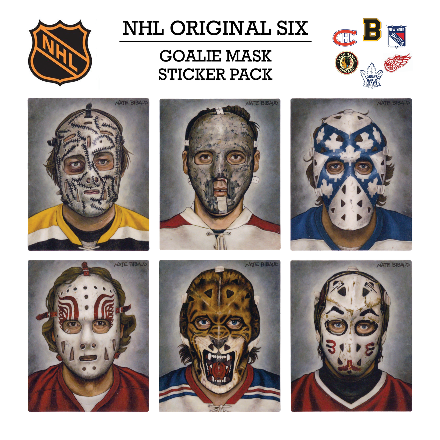 ORIGINAL 6 GOALIE MASKS // Sticker Set 6-Pack