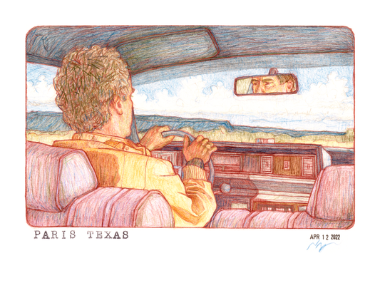PARIS, TEXAS // Colored Pencil - 9”x12” *ORIGINAL DRAWING*