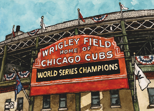 WRIGLEY FIELD // Watercolor & Pen and Ink