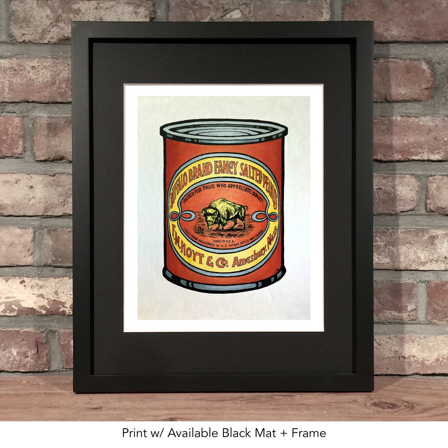 BUFFALO BRAND Fancy Salted Peanuts Can // Oil Painting [F.M. Hoyt, Amesbury, Massachusetts]
