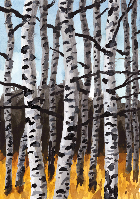 BIRCH TREES // Watercolor and Acrylic