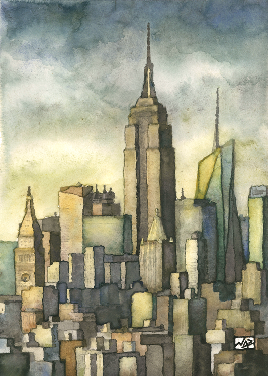 NYC SKYLINE // Ink & Gouache