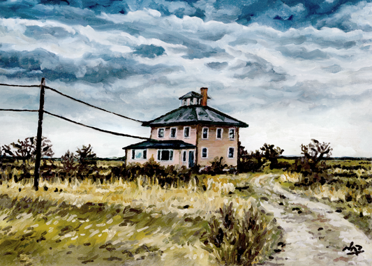 PLUM ISLAND Pink House // Oil Painting