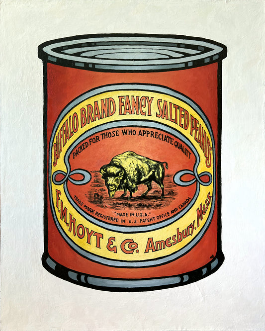 BUFFALO BRAND Fancy Salted Peanuts Can // Oil Painting [F.M. Hoyt, Amesbury, Massachusetts]