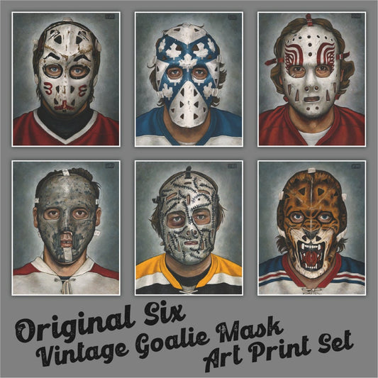 ORIGINAL SIX MASK SET // Oil Paintings [Toronto, Boston, Montreal,  Detroit, Chicago, New York, NHL] - Set of 6 prints